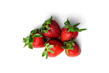 Heap of strawberries isolated on white background.