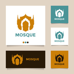 Creative and great idea minimalist vector mosque logo design. Luxury mosque icon illustration design