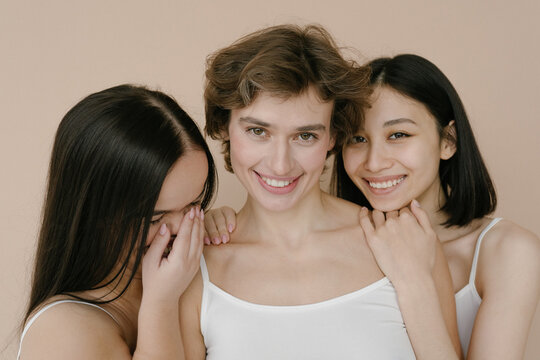 Diverse smiling young women 
