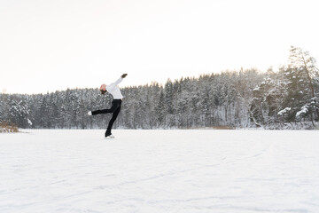 Ice Skater Training Outdoors