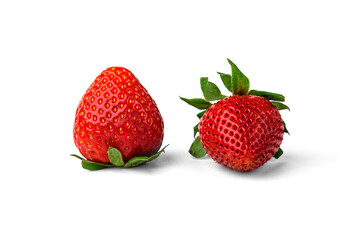 Ripe strawberry isolated on white background.