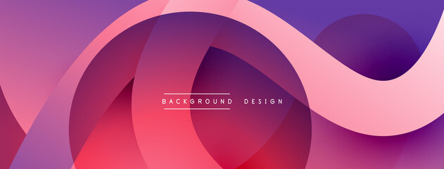 Abstract overlapping lines and circles geometric background with gradient colors