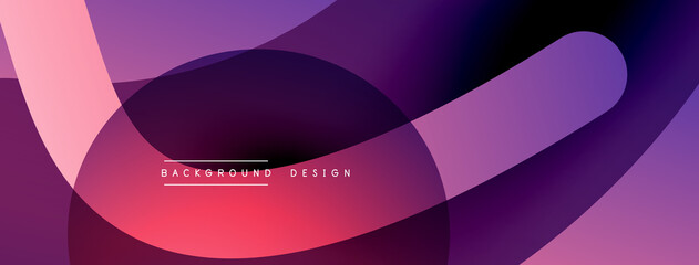 Abstract overlapping lines and circles geometric background with gradient colors