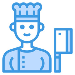 Chef blue line icon