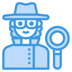 Detective blue line icon