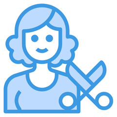 Hairstylist blue line icon