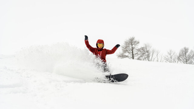 female snowboarding