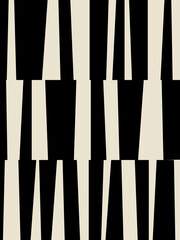 Mid century minimalist art. Simple geometric shapes in black on beige background. Inspired by retro Bauhaus style modern abstract geometric artwork. - 439552363