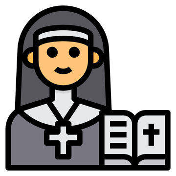 recommend clip art: Nun line icon