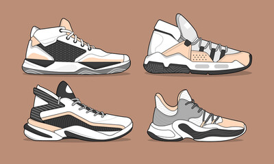 Sports basketball shoes design vector template