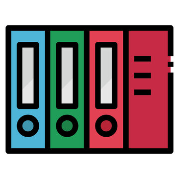 colorful binders stacked, office supplies clip art preview