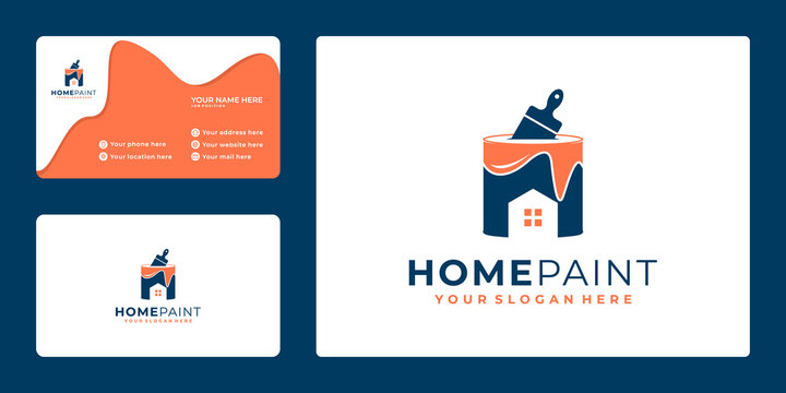 abstract Painting logo design with home concept and business card