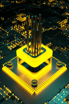 CPU chip isometric view