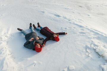couple having fun on a snow