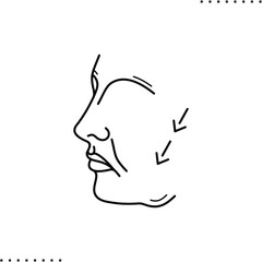 nasolabial folds, age-related changes in facial skin, gravity wrinkles  vector icon in outline