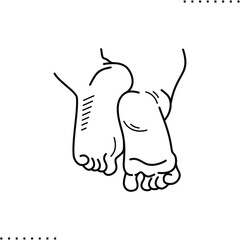 babe feet vector icon in outline