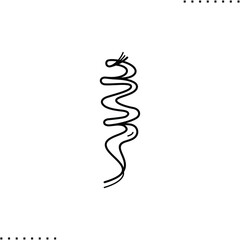 curly hair, a kinky strand of hair vector icon in outline