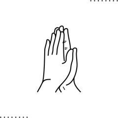 touching hands vector icon in outline