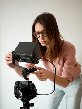 Woman Recording Video At Home