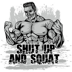 motivational t shirt design with bodybuilder