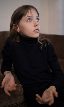 Emotional portrait of a beautiful teen girl. 
