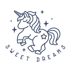 Vector illustration of beautiful unicorn with horn and star on white color background with text