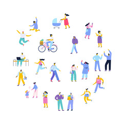 Crowd. Different People vector set. Collection of cartoon men and women isolated on white background. Colorful vector illustration in flat cartoon style.