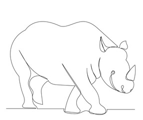 rhino continuous line, isolated, vector