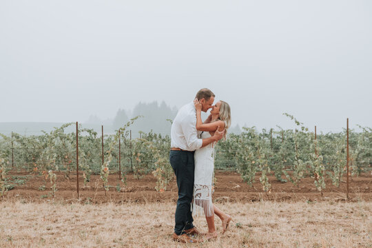 Romantic Couple in Vineyard