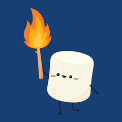 Marshmallow vector. marshmallow character design. marshmallow stick vector.