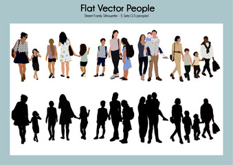 Street Family Silhouette - 5 Sets (15 people)