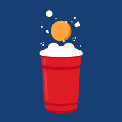 Red beer cup. Beer cup vector. free space for text. wallpaper. copy space. ping pong ball vector.