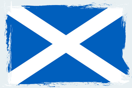 Flag of Scotland, banner with grunge brush