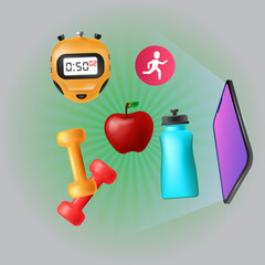 Online fitness application concept, vector