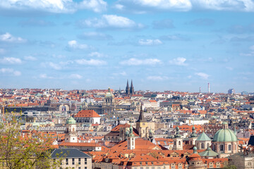 Naklejka na ściany i meble Prague cityscape - shot taken from Prague castle overlooking Old Town and New Town