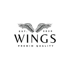 Beautiful Wing Drawing Logo Vector Illustration Template Icon Design