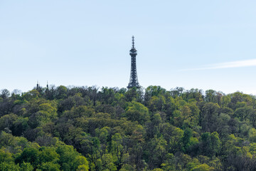 Obraz premium hot of Petrin hill and Petrin Tower taken from Prague castle
