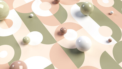 Abstract geometric background pattern with three-dimensional balls 3D illustration