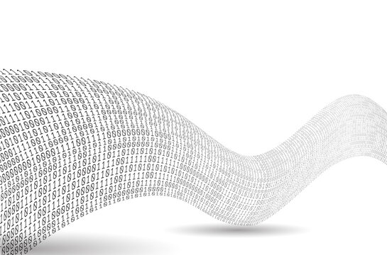 Binary code wave. Sound as a binary wave. Abstract binary background.
