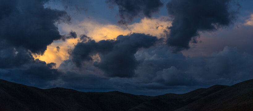 Mountain Panorama in summer season evening sun