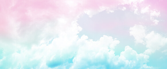 Panorama pastel sky background with tiny clouds.Pastel background.
