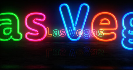 Las Vegas city symbol neon light 3d illustration