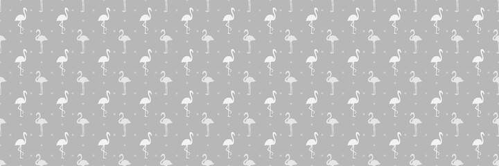 Seamless texture with flamingos and dots. Abstract polka pattern. Dotted background