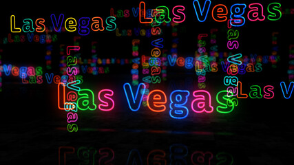 Las Vegas city symbol neon light 3d illustration