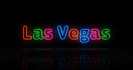 Las Vegas city symbol neon light 3d illustration