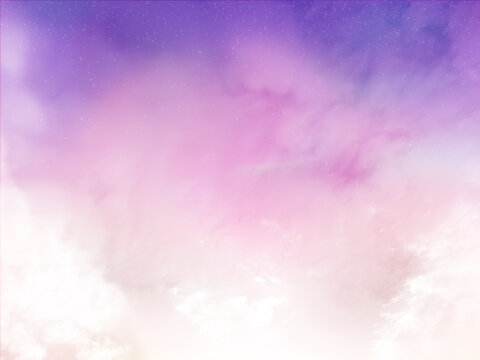 pink sky background with white cloud.Fantasy cloudy sky with pastel gradient color, nature abstract image use for backgroung.