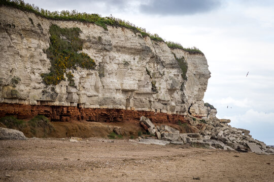 Fallen rocks on Hunstanton Beach, Norfolk, England
