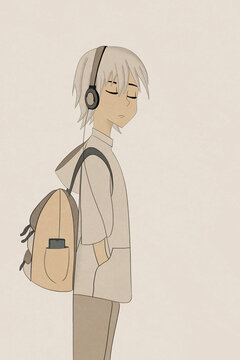 Young boy with headphones