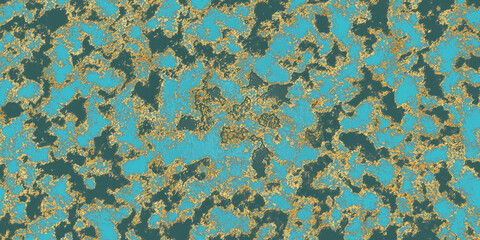 Turquoise stone  with gold texture background. Abstract Blue texture background