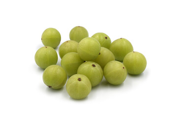 Indian gooseberry fruits or Amla ( phyllanthus emblica )  isolated on white background.